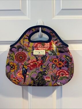 MacKenzie-Childs Purple Floral & Animal Print Neoprene Tote